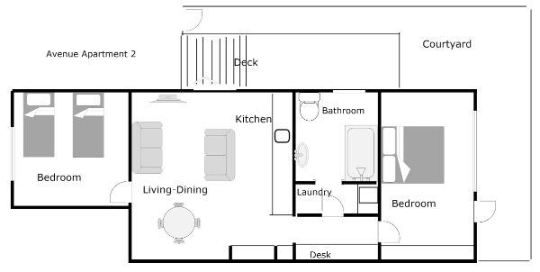 Avenue Apartment 2 Floor Plan BW